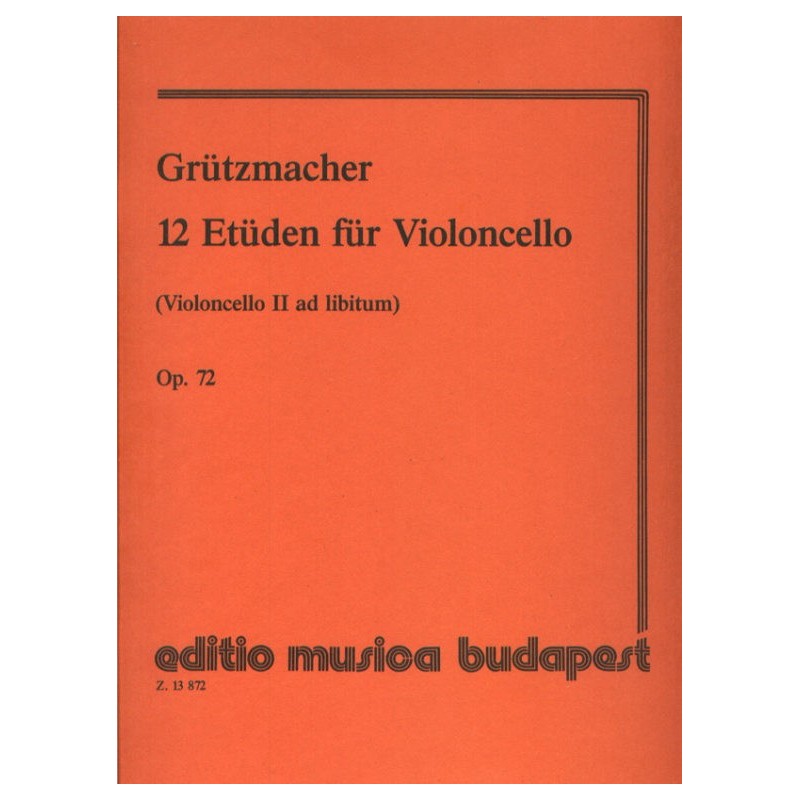 Grützmacher, Friedrich: 12 etűd (II. gordonka ad lib.) Op. 72 Összeállította és átdolgozta Pejtsik Árpád